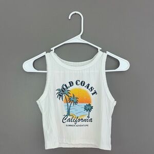 SHEIN EZwear West Coast California Graphic
Crop Tank Top